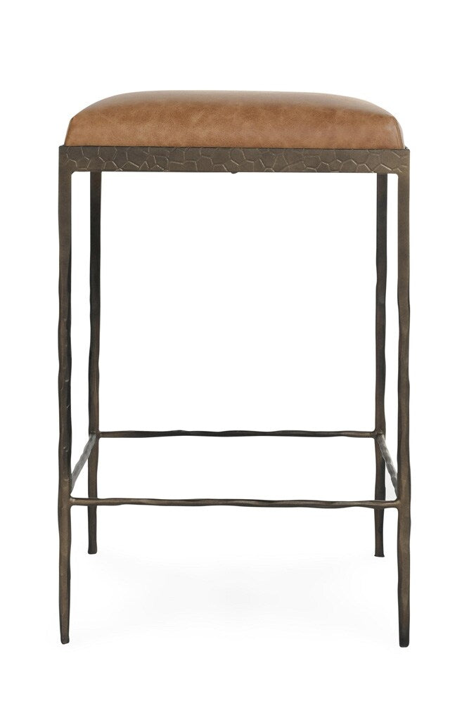 Classic Home - Bose 26in Top Grain Leather Counter Stool In Chestnut Brown - 53002006 veiw 2