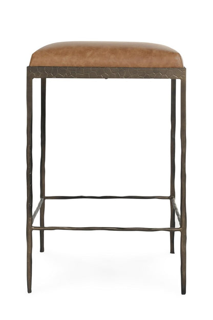 Classic Home - Bose 26in Top Grain Leather Counter Stool In Chestnut Brown - 53002006 veiw 2
