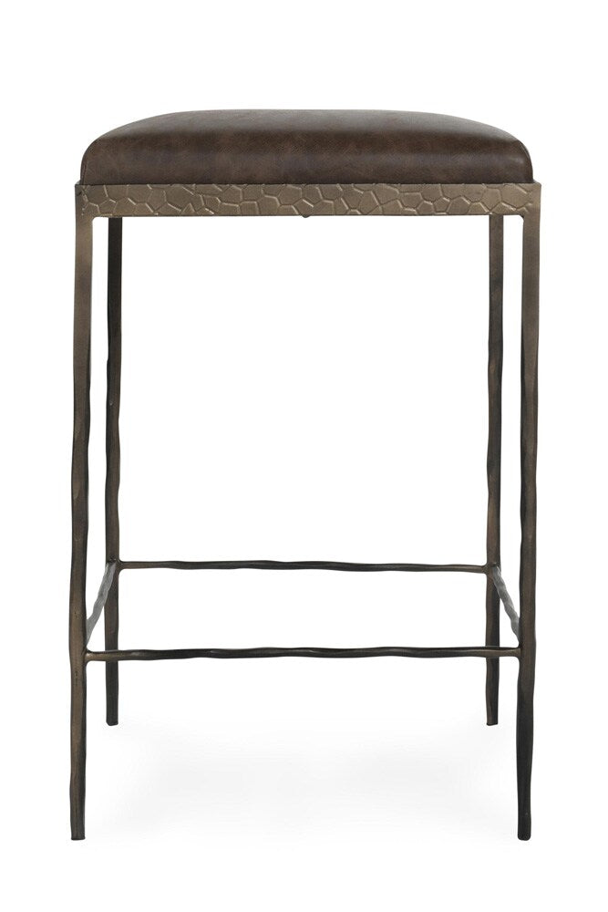Classic Home - Bose 26in Top Grain Leather Counter Stool In Coco Brown - 53002007 veiw 2