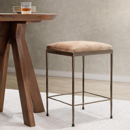 Classic Home - Bose 26in Hide Leather Counter Stool In Blonde - 53002059 veiw 5