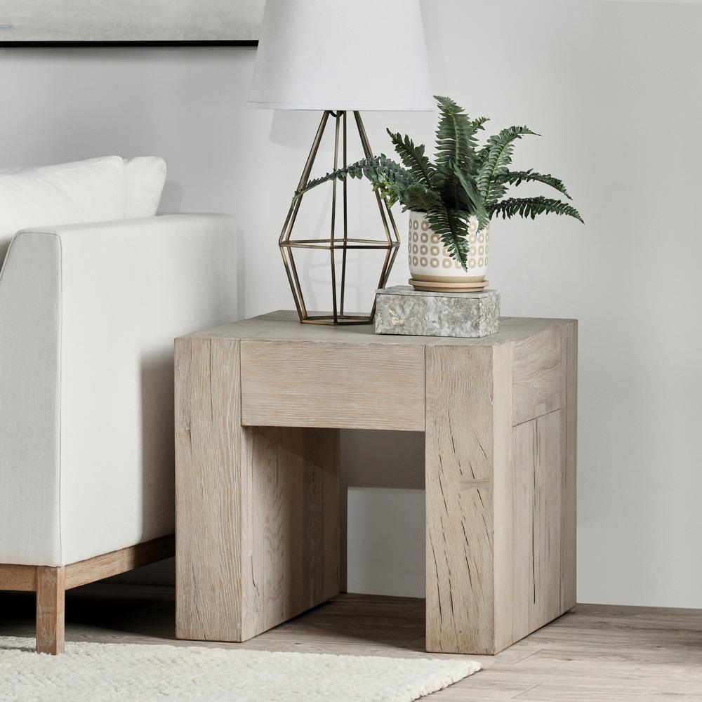 Classic Home - Bristol Cracked Oak 24in End Table In Meadow White - 51031347 veiw 6