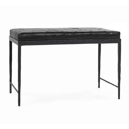 Classic Home - Malo 28in Top Grain Leather Ottoman Bench In Black - 53002015 veiw 1