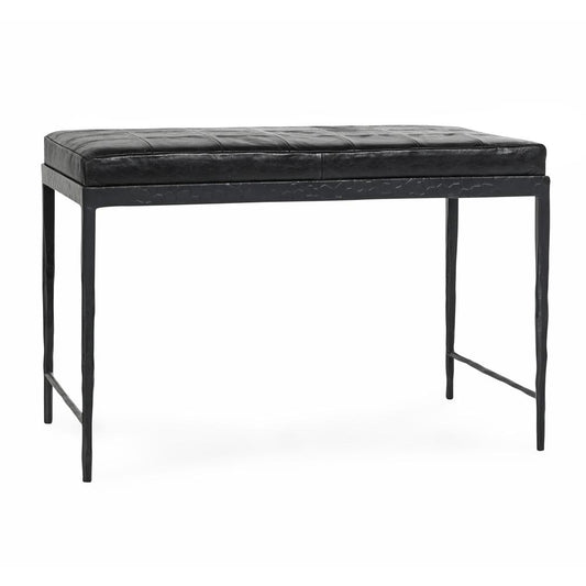 Classic Home - Malo 28in Top Grain Leather Ottoman Bench In Black - 53002015 veiw 1