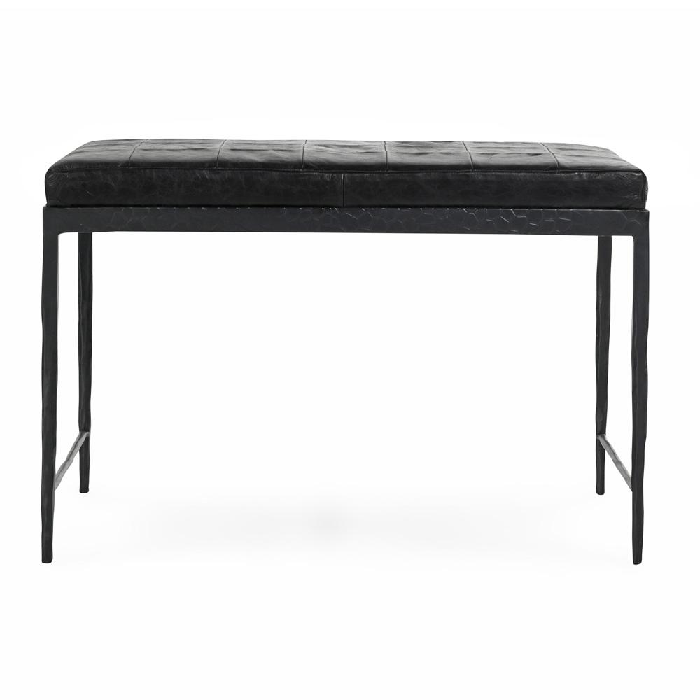 Classic Home - Malo 28in Top Grain Leather Ottoman Bench In Black - 53002015 veiw 2