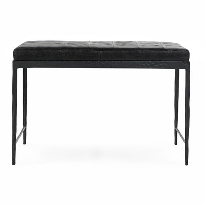 Classic Home - Malo 28in Top Grain Leather Ottoman Bench In Black - 53002015 veiw 2