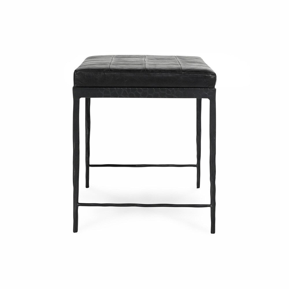 Classic Home - Malo 28in Top Grain Leather Ottoman Bench In Black - 53002015 veiw 3