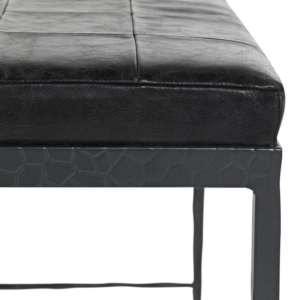 Classic Home - Malo 28in Top Grain Leather Ottoman Bench In Black - 53002015 veiw 4
