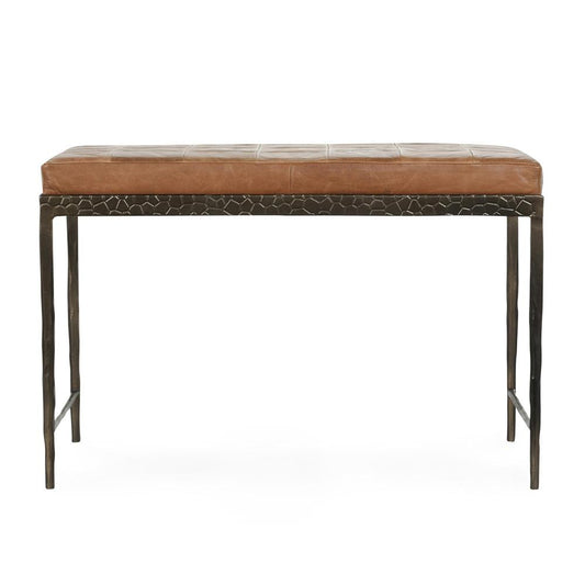 Classic Home - Malo 28in Top Grain Leather Ottoman Bench In Chestnut - 53002013 veiw 2