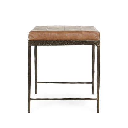 Classic Home - Malo 28in Top Grain Leather Ottoman Bench In Chestnut - 53002013 veiw 3