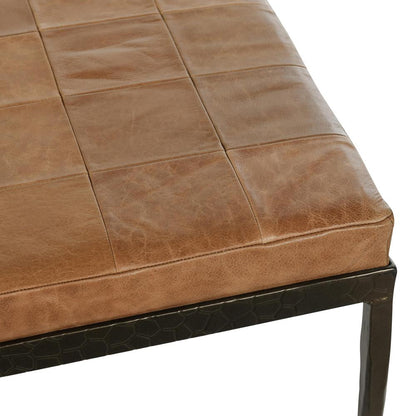 Classic Home - Malo 28in Top Grain Leather Ottoman Bench In Chestnut - 53002013 veiw 4