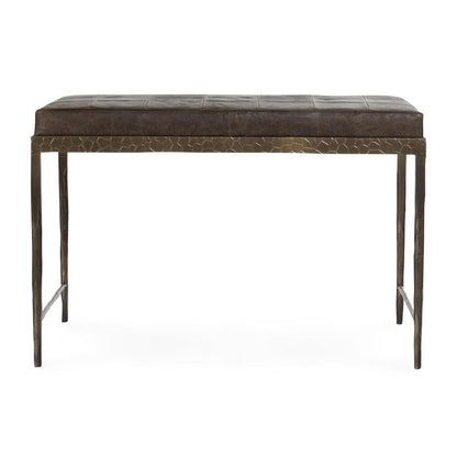 Classic Home - Malo 28in Top Grain Leather Ottoman Bench In Cocoa Brown - 53002014 veiw 2