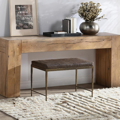 Classic Home - Malo 28in Top Grain Leather Ottoman Bench In Cocoa Brown - 53002014 veiw 6