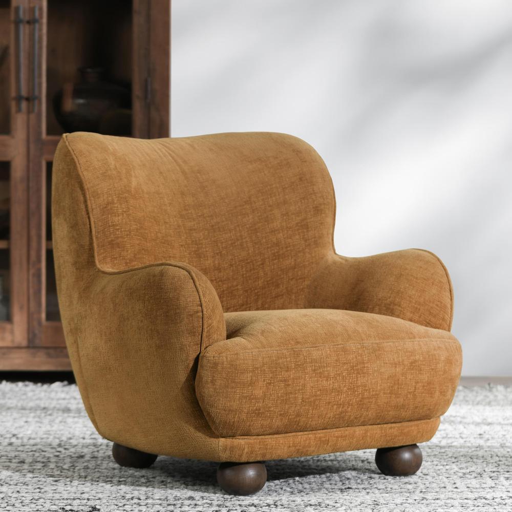 Classic Home Penelope Upholstered Chenille Fabric Accent Chair in Amber