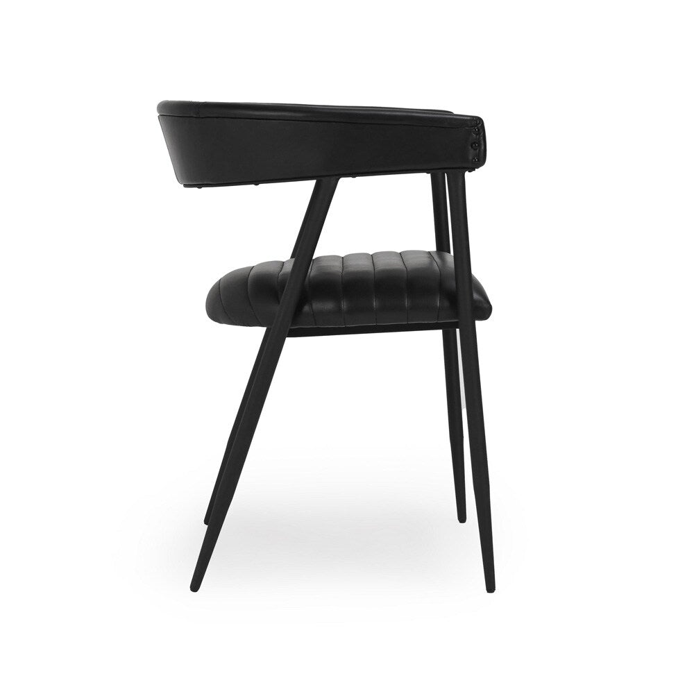Classic Home - Preston Top Grain Leather Dining Chair In Jet Black - 53001985 veiw 3