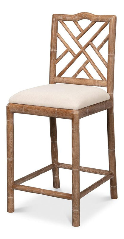 Sarreid Ltd - Brighton Counter Stool, White Wash - 53870 veiw 1