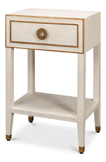 Sarreid Ltd - Gabriella Shagreen Nightstand,Osprey Wht - 53569-4 veiw 1