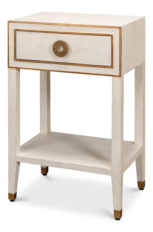 Sarreid Ltd - Gabriella Shagreen Nightstand,Osprey Wht - 53569-4 veiw 1