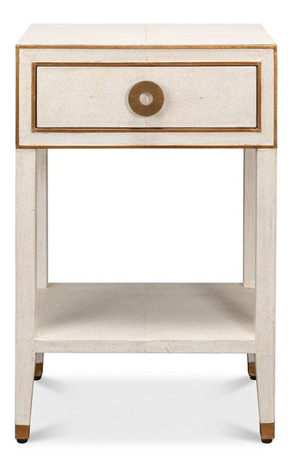 Sarreid Ltd - Gabriella Shagreen Nightstand,Osprey Wht - 53569-4 veiw 2