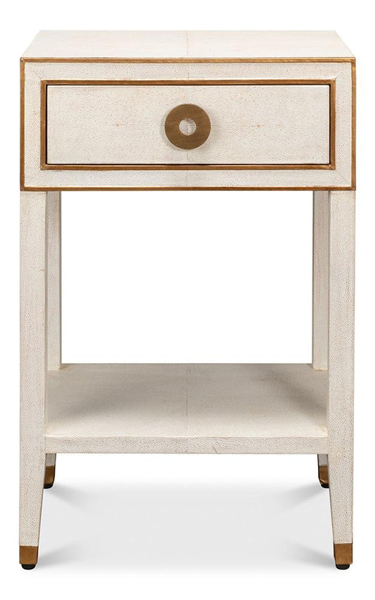 Sarreid Ltd - Gabriella Shagreen Nightstand,Osprey Wht - 53569-4 veiw 2