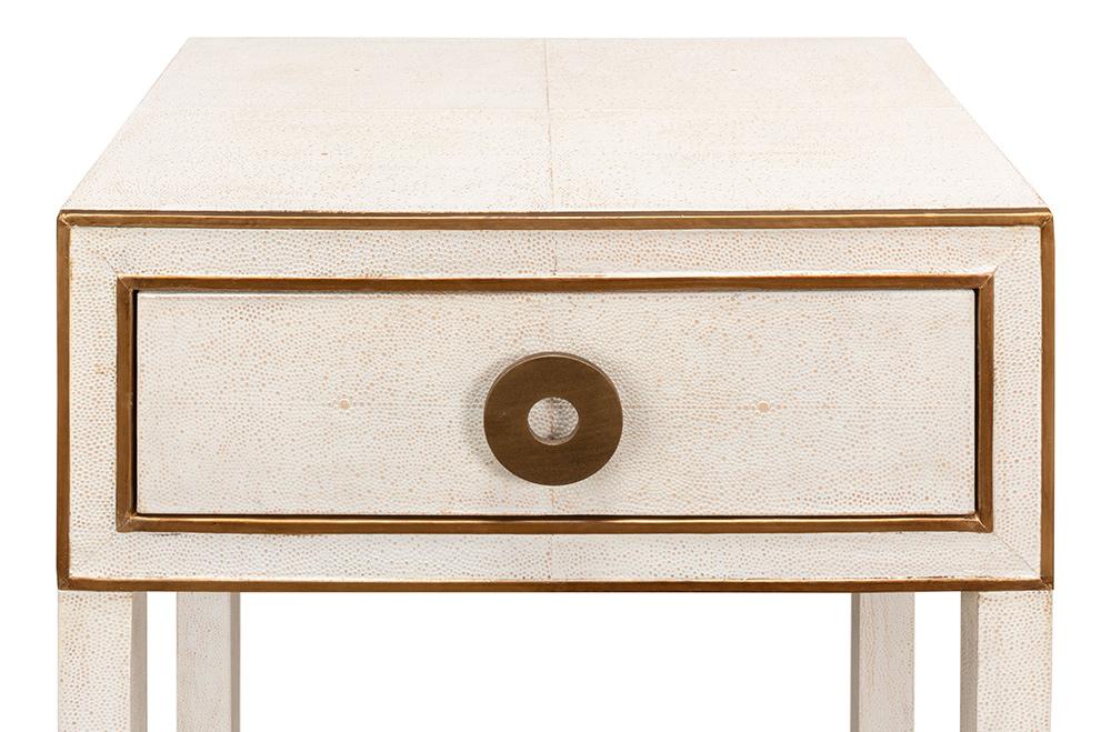 Sarreid Ltd - Gabriella Shagreen Nightstand,Osprey Wht - 53569-4 veiw 4