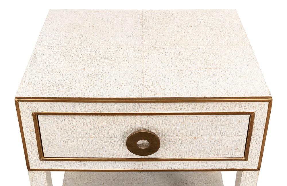 Sarreid Ltd - Gabriella Shagreen Nightstand,Osprey Wht - 53569-4 veiw 5