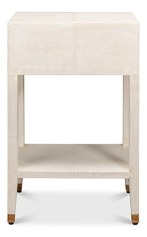 Sarreid Ltd - Gabriella Shagreen Nightstand,Osprey Wht - 53569-4 veiw 7