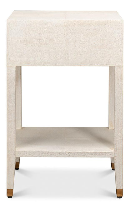 Sarreid Ltd - Gabriella Shagreen Nightstand,Osprey Wht - 53569-4 veiw 7
