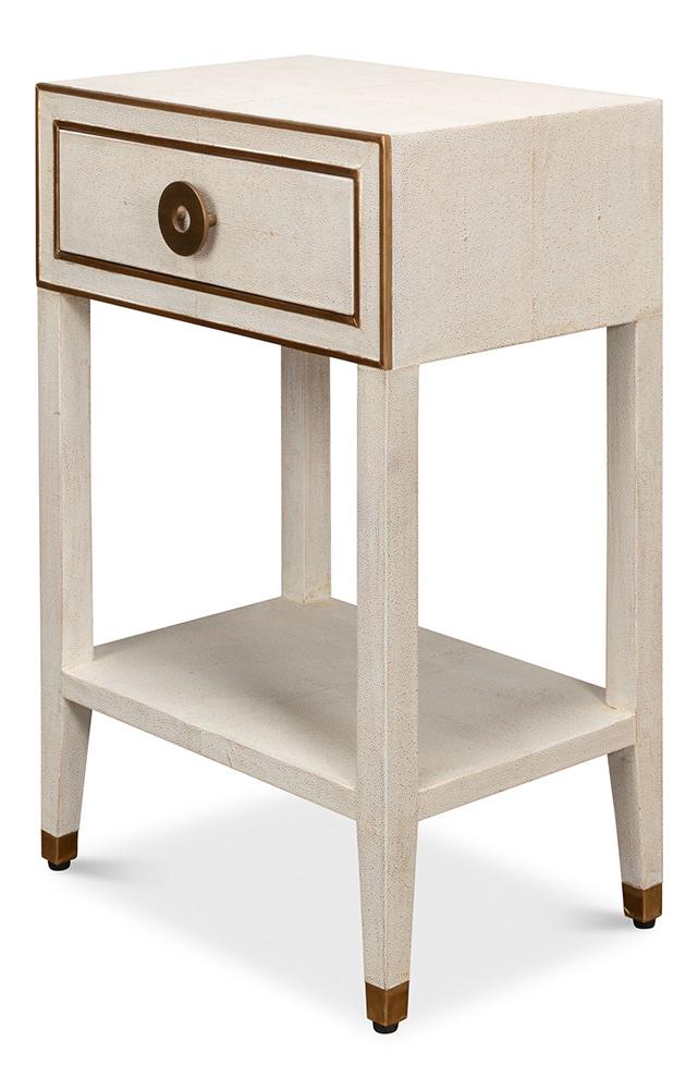 Sarreid Ltd - Gabriella Shagreen Nightstand,Osprey Wht - 53569-4 veiw 12