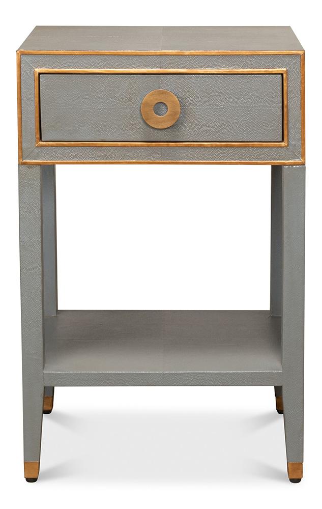 Sarreid Ltd - Gabriella Shagreen Nightstand,Storm Grey - 53569-2 veiw 2