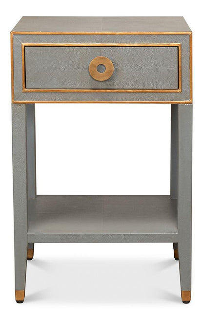 Sarreid Ltd - Gabriella Shagreen Nightstand,Storm Grey - 53569-2 veiw 2