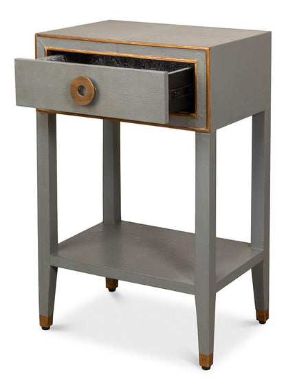 Sarreid Ltd - Gabriella Shagreen Nightstand,Storm Grey - 53569-2 veiw 3