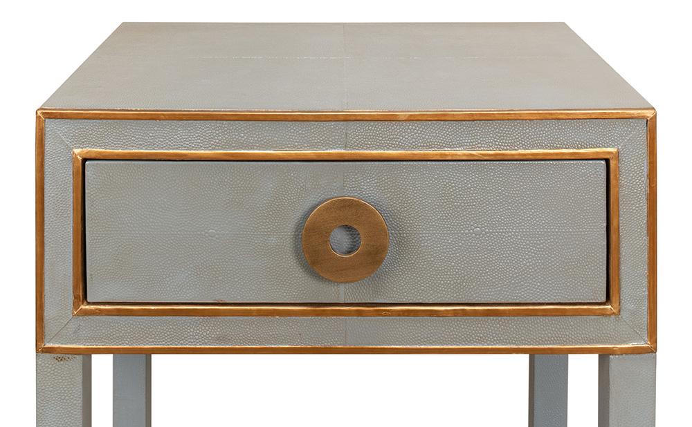 Sarreid Ltd - Gabriella Shagreen Nightstand,Storm Grey - 53569-2 veiw 4