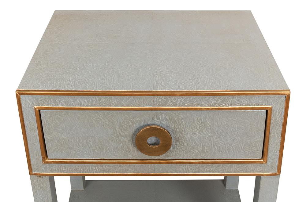 Sarreid Ltd - Gabriella Shagreen Nightstand,Storm Grey - 53569-2 veiw 5