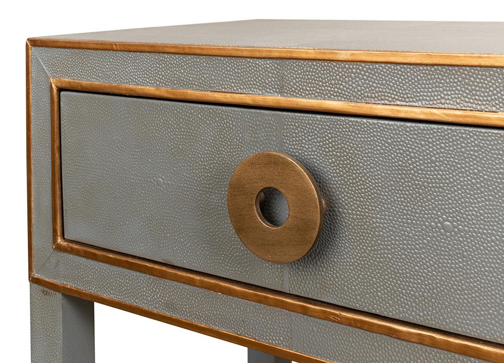 Sarreid Ltd - Gabriella Shagreen Nightstand,Storm Grey - 53569-2 veiw 6