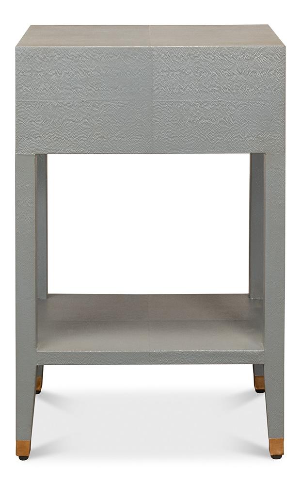 Sarreid Ltd - Gabriella Shagreen Nightstand,Storm Grey - 53569-2 veiw 7