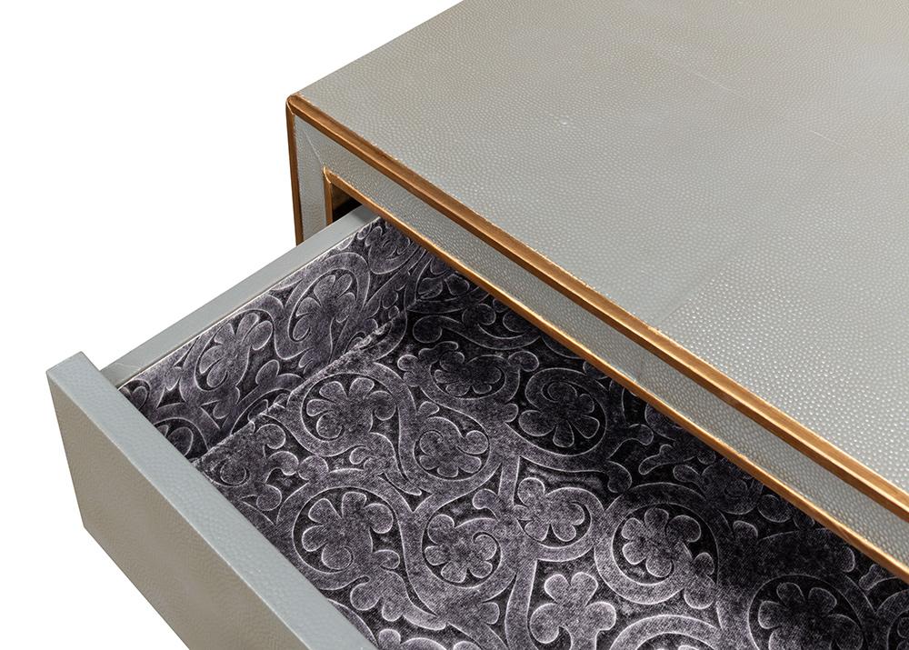 Sarreid Ltd - Gabriella Shagreen Nightstand,Storm Grey - 53569-2 veiw 10
