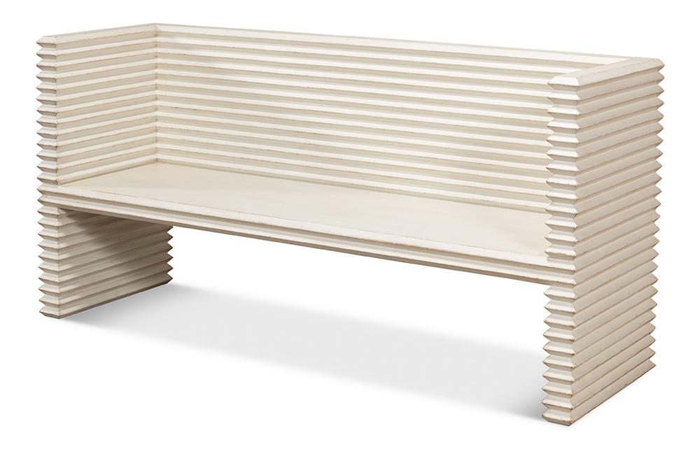 Sarreid Ltd - Stacked Bench, Antique White - 53528-3 veiw 1
