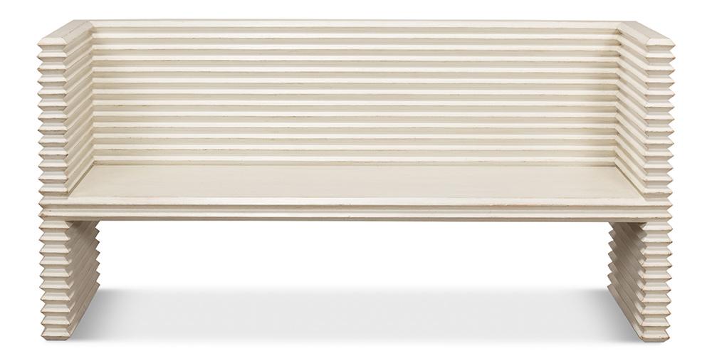 Sarreid Ltd - Stacked Bench, Antique White - 53528-3 veiw 2