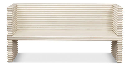 Sarreid Ltd - Stacked Bench, Antique White - 53528-3 veiw 2