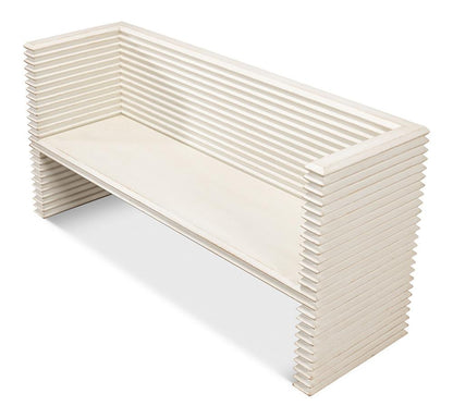 Sarreid Ltd - Stacked Bench, Antique White - 53528-3 veiw 5