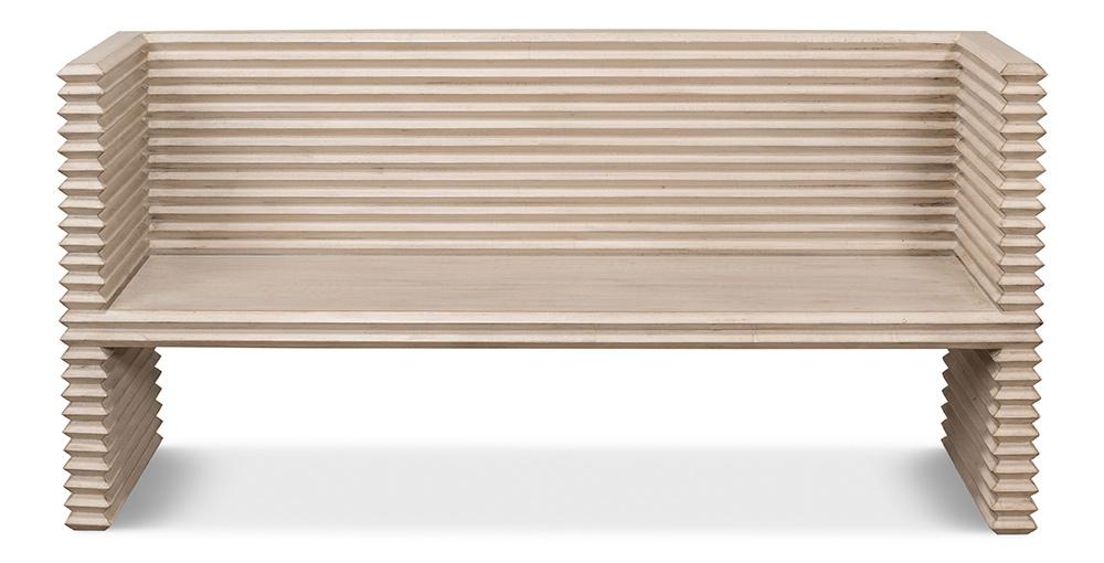 Sarreid Ltd - Stacked Bench, Stone Grey - 53528-1 veiw 2