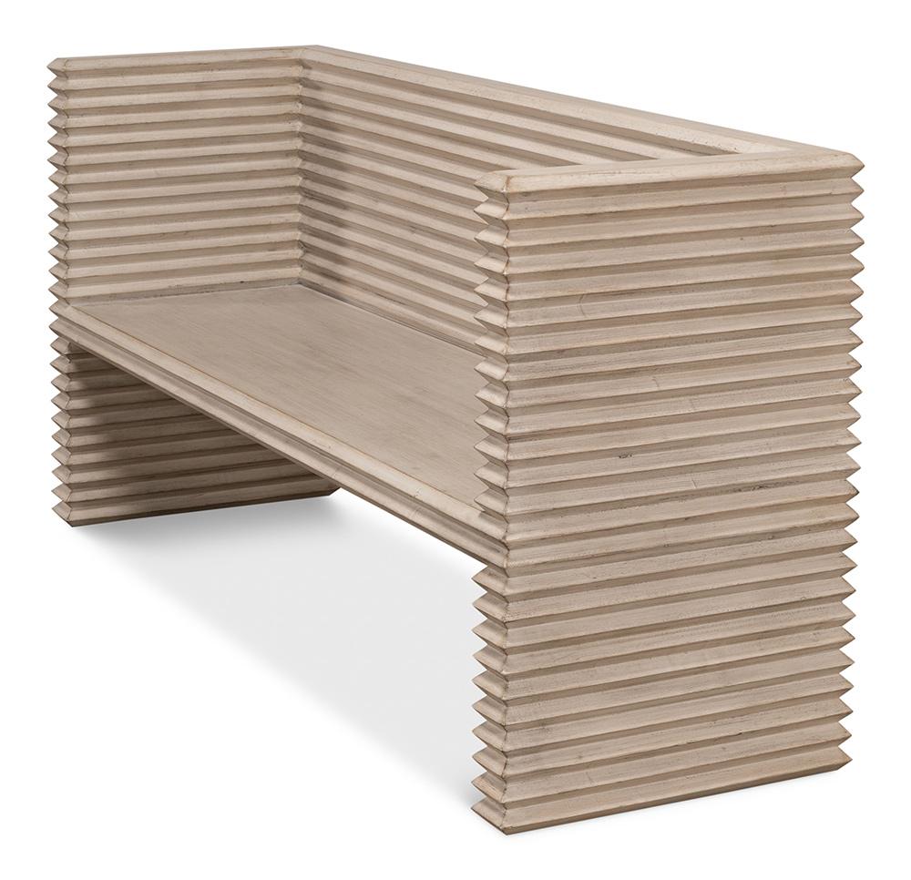 Sarreid Ltd - Stacked Bench, Stone Grey - 53528-1 veiw 3