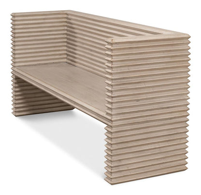 Sarreid Ltd - Stacked Bench, Stone Grey - 53528-1 veiw 3