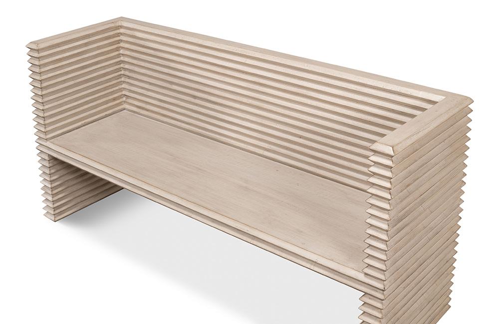 Sarreid Ltd - Stacked Bench, Stone Grey - 53528-1 veiw 11