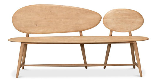 Sarreid Ltd - Pebble Bench - Tan - 40737 veiw 2