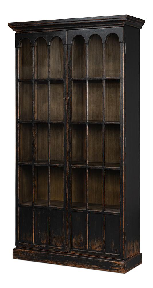 Sarreid Ltd - Edgar Allan Glass Bookcase Antique Black - 53227-5 veiw 1