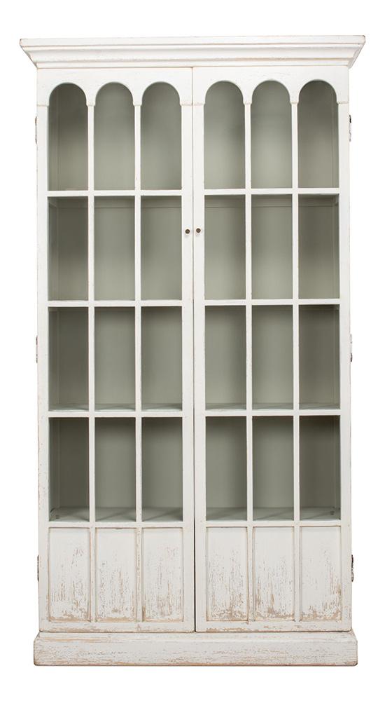 Sarreid Ltd - Edgar Allan Glass Bookcase - White - 53227 veiw 2