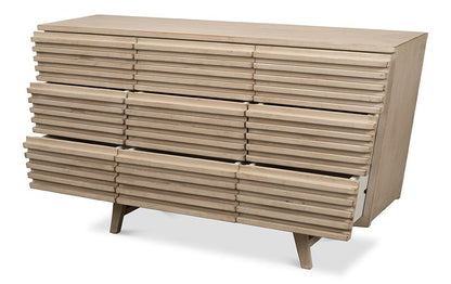 Sarreid Ltd - Ribbed 9 Drawer Commode, Stone Grey - 53590-1 veiw 3