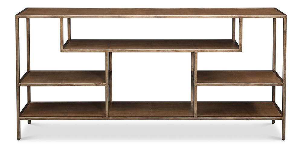 Sarreid Ltd - Cullum Shagreen Console, Tawny Brown - 54254-35 veiw 2