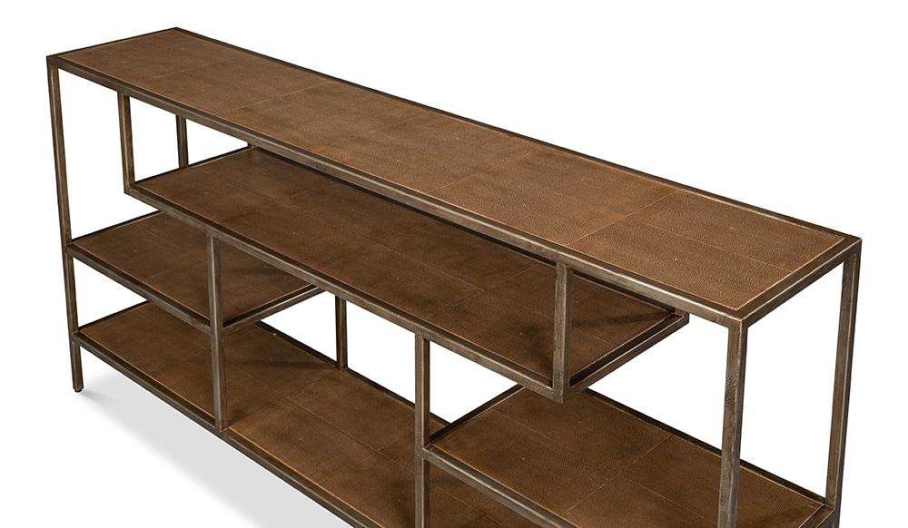 Sarreid Ltd - Cullum Shagreen Console, Tawny Brown - 54254-35 veiw 4